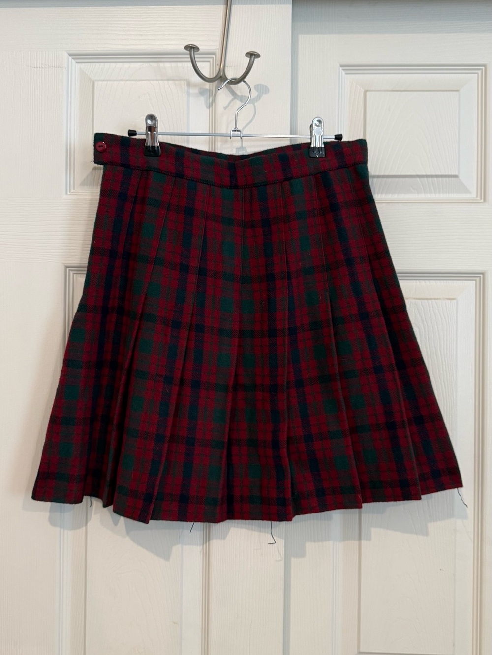 Vintage Tartan Pleated Mini Skirt in Red and Green